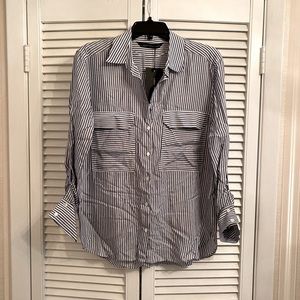 Zara pinstriped blouse size M NWT